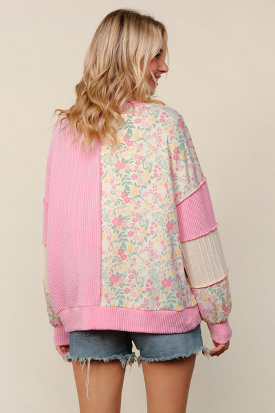 LESLIE RIB CABLE KNIT TOP - PINK