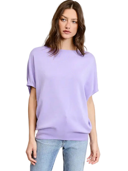 Claudia Short Sleeve Dolman Top - Lavender