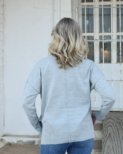 LEIGHTON SWEATER- HEATHER GREY
