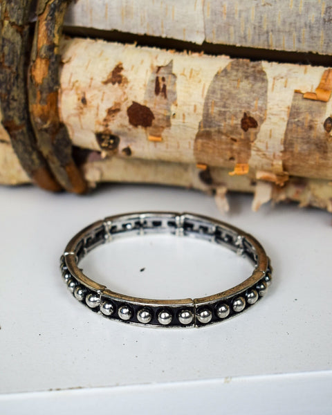 WESTERN DOT PATTERN STRETCH BRACELET - SILVER - Salty Lime Boutique