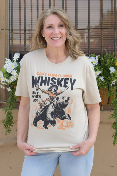 I Don't Always Drink Whiskey Graphic Tee - Sand - Reg/Curvy - Salty Lime Boutique