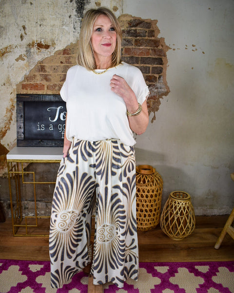 SOPHIA WIDE LEG PRINTED SKIRT PANTS BY UMGEE