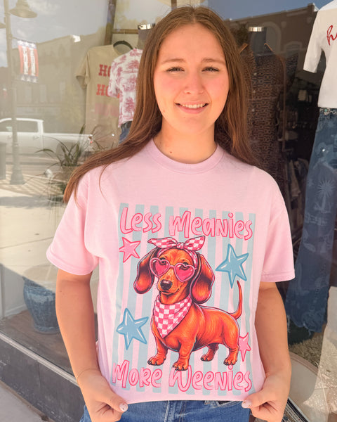 Less Meanies More Weanies Graphic Tee - Lt. Pink - Reg/Curvy
