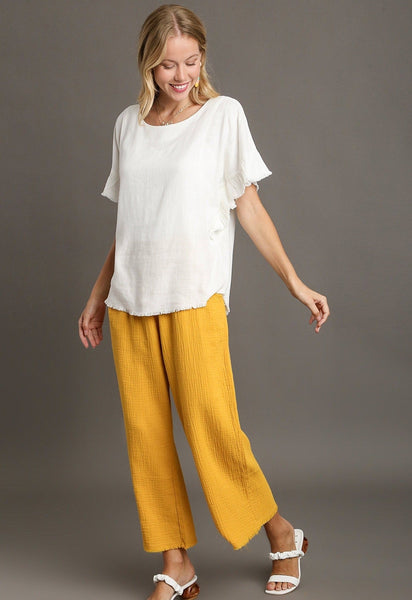TAKE ME PLACES LINEN BLEND TOP BY UMGEE - WHITE