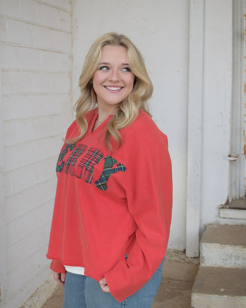MERRY LETTERING SWEATSHIRT - RED