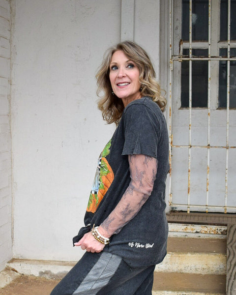 FALL SCARECROW TATTERED TEE - BY A RARE BIRD - BLACK