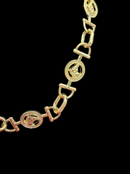 Stirrup & Horse Medallion Chain Necklace - Gold