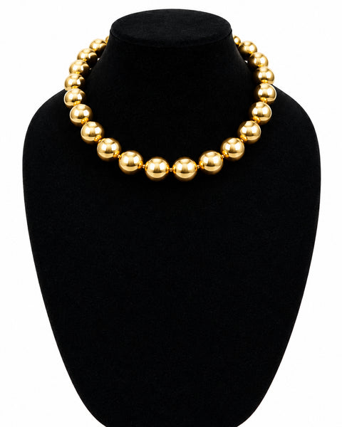 Shiny Metallic Chunky Bead Necklace - 2 Colors