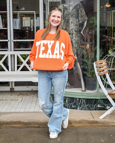 TEXAS RIBBED CORD SWEATSHIRT - ORANGE