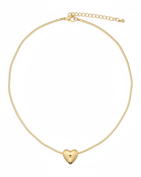 Puff Heart Necklace - Gold
