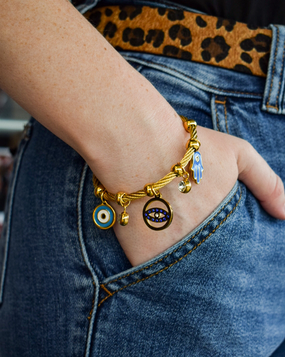 EVIL EYE BANGLE BRACELET - GOLD