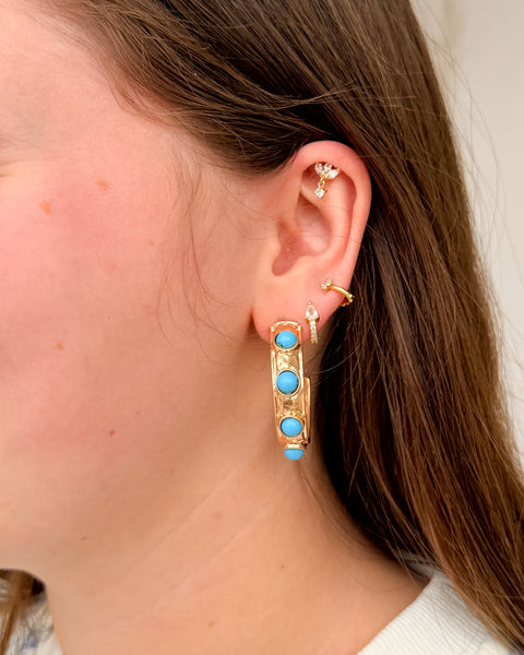 GOLDEN GEM HOOP EARRINGS - 5 COLORS - Salty Lime Boutique