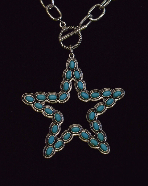 STAR FRONT TOGGLE NECKLACE - TURQUOISE