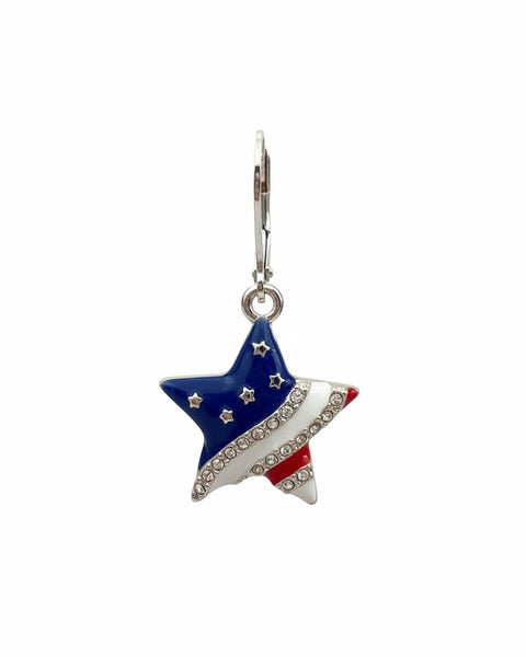 Patriotic Star Dangle Earring - Silver