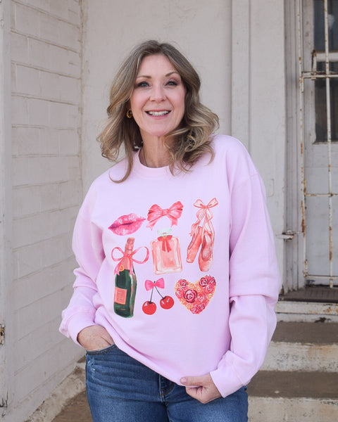 GIRLIE LOVES SWEATSHIRT - PINK