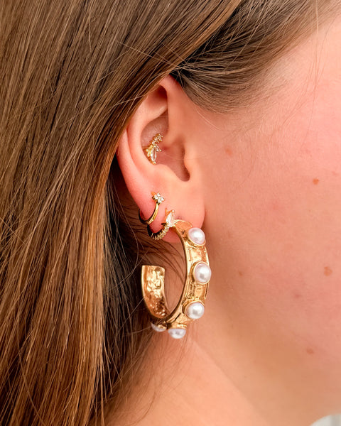 GOLDEN GEM HOOP EARRINGS - 5 COLORS - Salty Lime Boutique