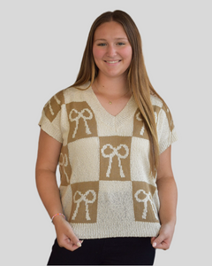 ALL THE BOWS THE BETTER SWEATER- MOCHA