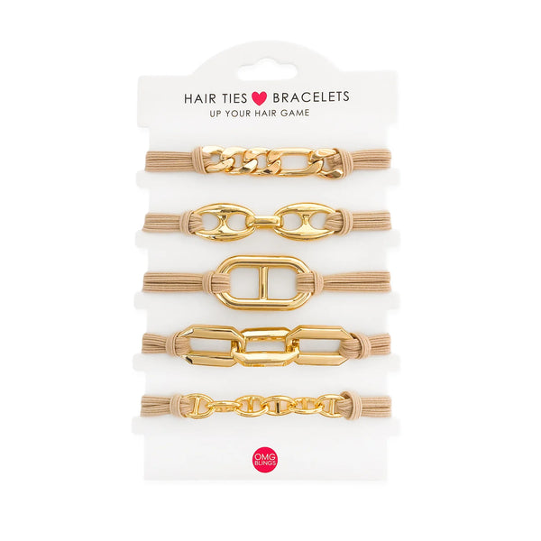 GOLD HAIR TIE - 5 PIECE