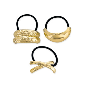 STATEMENT HAIR TIE SET - GOLD