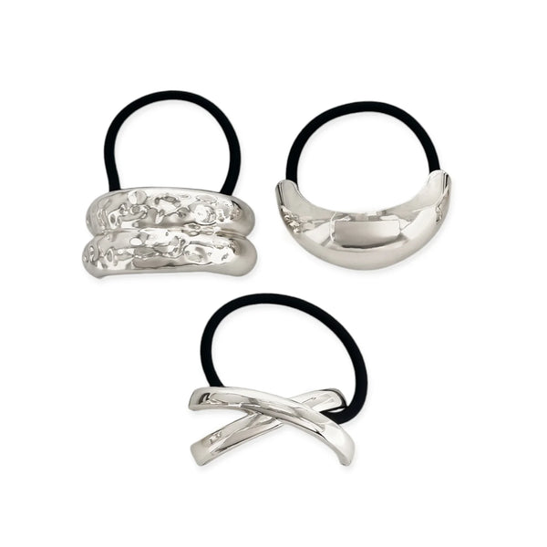 STATEMENT HAIR TIE SET - SILVER