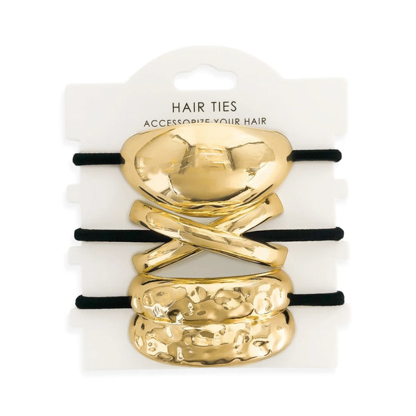 STATEMENT HAIR TIE SET - GOLD