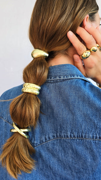 STATEMENT HAIR TIE SET - GOLD