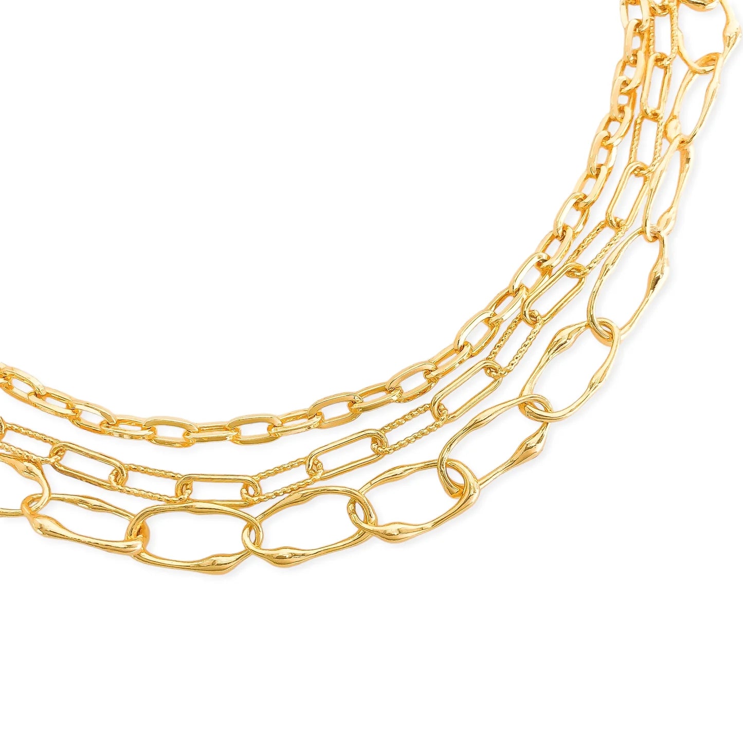 TRIPLE PLAY LAYER NECKLACE - WATER RESISTANT - GOLD