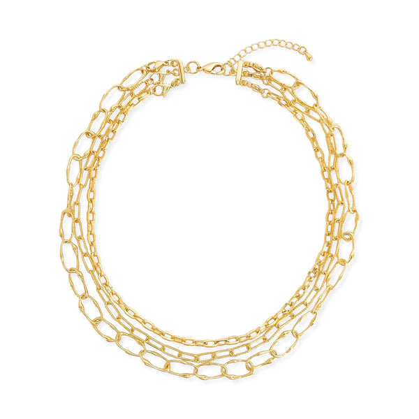 TRIPLE PLAY LAYER NECKLACE - WATER RESISTANT - GOLD