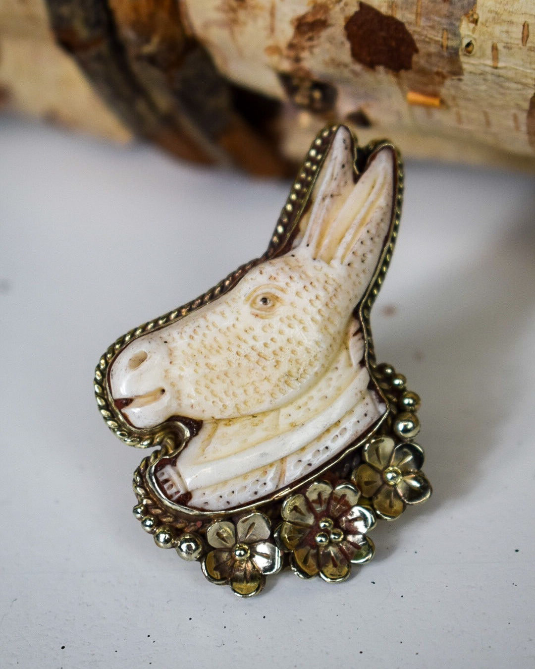 DONKEY HAND CARVED RING - SILVER