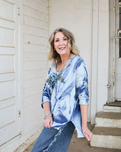 STARLIGHT TIE DYE COTTON LINEN TOP - BY A RARE BIRD