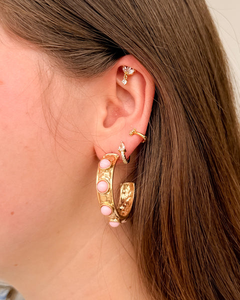 GOLDEN GEM HOOP EARRINGS - 5 COLORS - Salty Lime Boutique