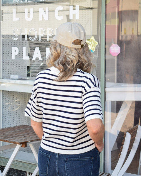 TAKE FIVE TOP - NAVY/CREAM