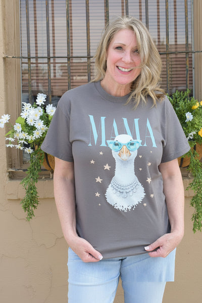 Glam Mama Goose Graphic Tee - Charcoal - Reg/Curvy - Salty Lime Boutique
