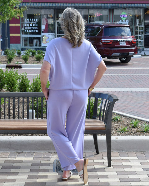 SCUBA CROPPED LOUNGE PANTS - LAVENDER - Salty Lime Boutique