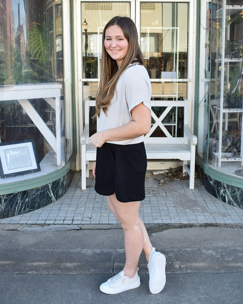 HIGH WAIST SKORT SKIRT - BLACK