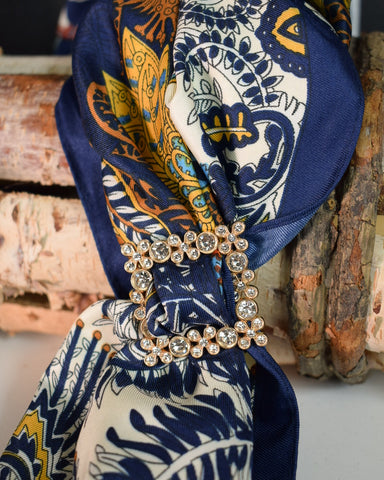 SQUARE CRYSTAL SCARF RING - 2 COLORS