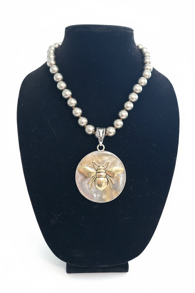 QUEEN BEE CHUNKY NECKLACE - SILVER - Salty Lime Boutique
