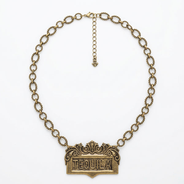 Tequila Plaque necklace - 2 Colors - Salty Lime Boutique