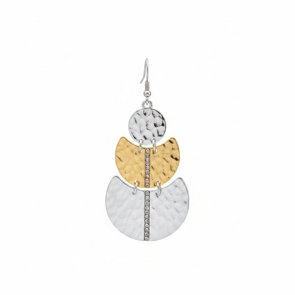 Triple Tiered Two Tone Teardrop Dangle Earring