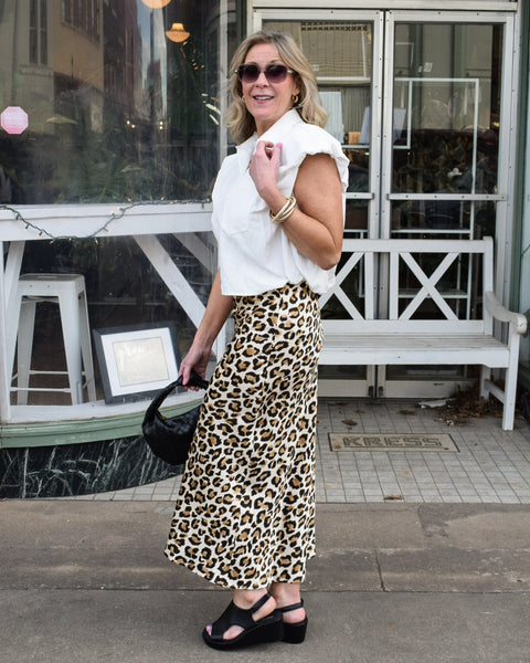 HIGH WAIST MIDI SKIRT- CREAM