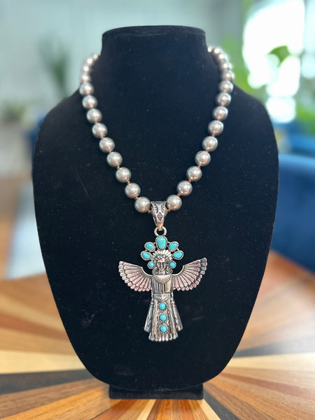 INDIAN EAGLE DANCER CHUNKY NECKLACE - SILVER - Salty Lime Boutique