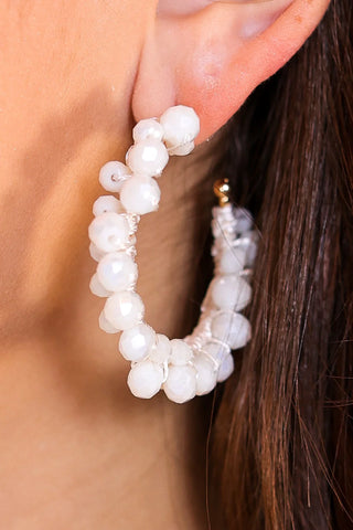 BLOOM HOOP EARRINGS - WHITE