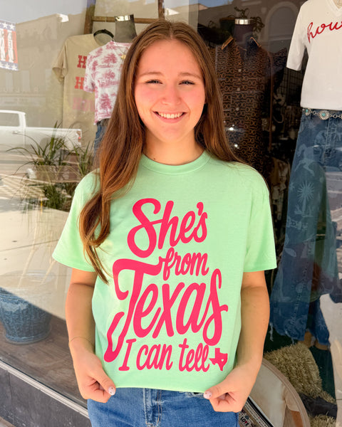 She's From Texas I Can Tell Graphic Tee - Mint