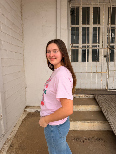 Cherries & Bows (Gildan Tee) : Light Pink / S - Salty Lime Boutique
