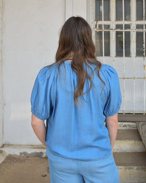 Breezy Puff Top - Chambray
