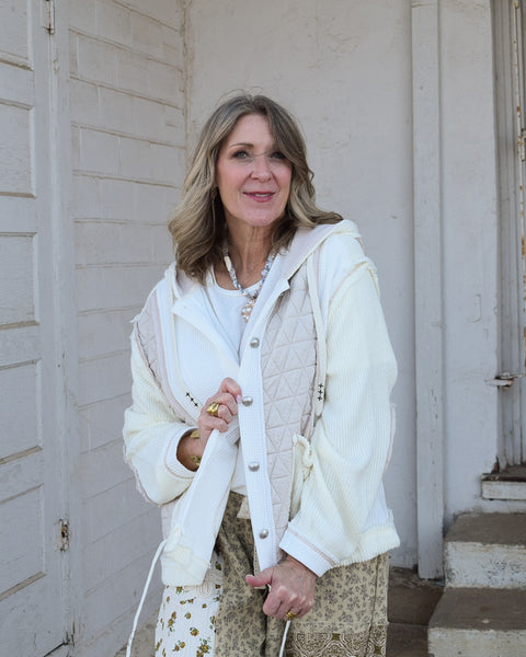 PATCHWORK JACKET BY POL - CREAM/BEIGE