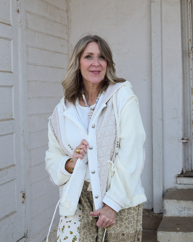 PATCHWORK JACKET BY POL - CREAM/BEIGE