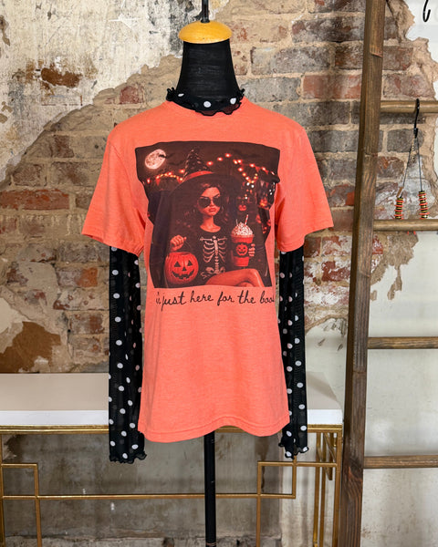 Just Here for the boos Graphic Tee - Heathered Orange - Salty Lime Boutique