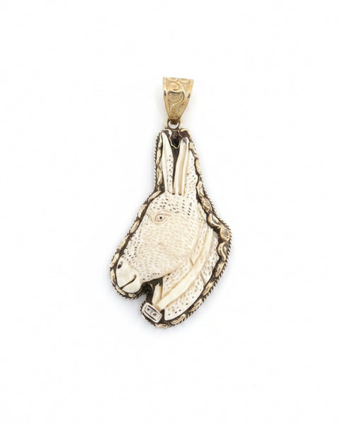 Donkey Hand Carved Bone Pendant - Silver - Salty Lime Boutique
