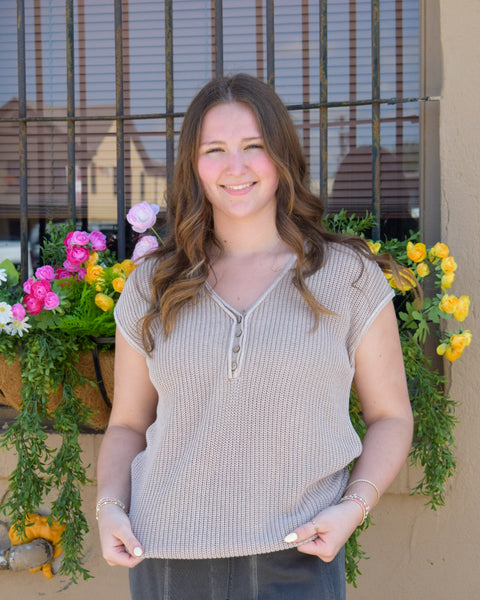 Soft & Breezy Knit Sweater Top - Khaki - Salty Lime Boutique